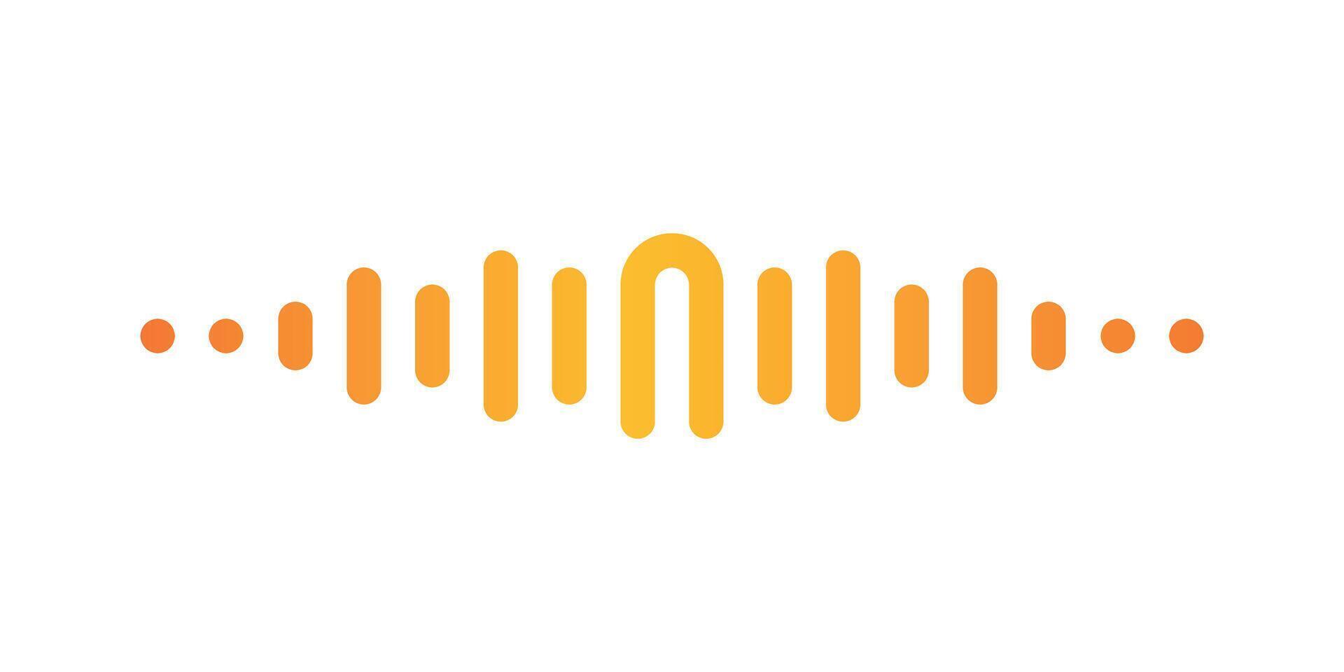 Letter N with pulse music player element. Audio wave logo design. Premium vector