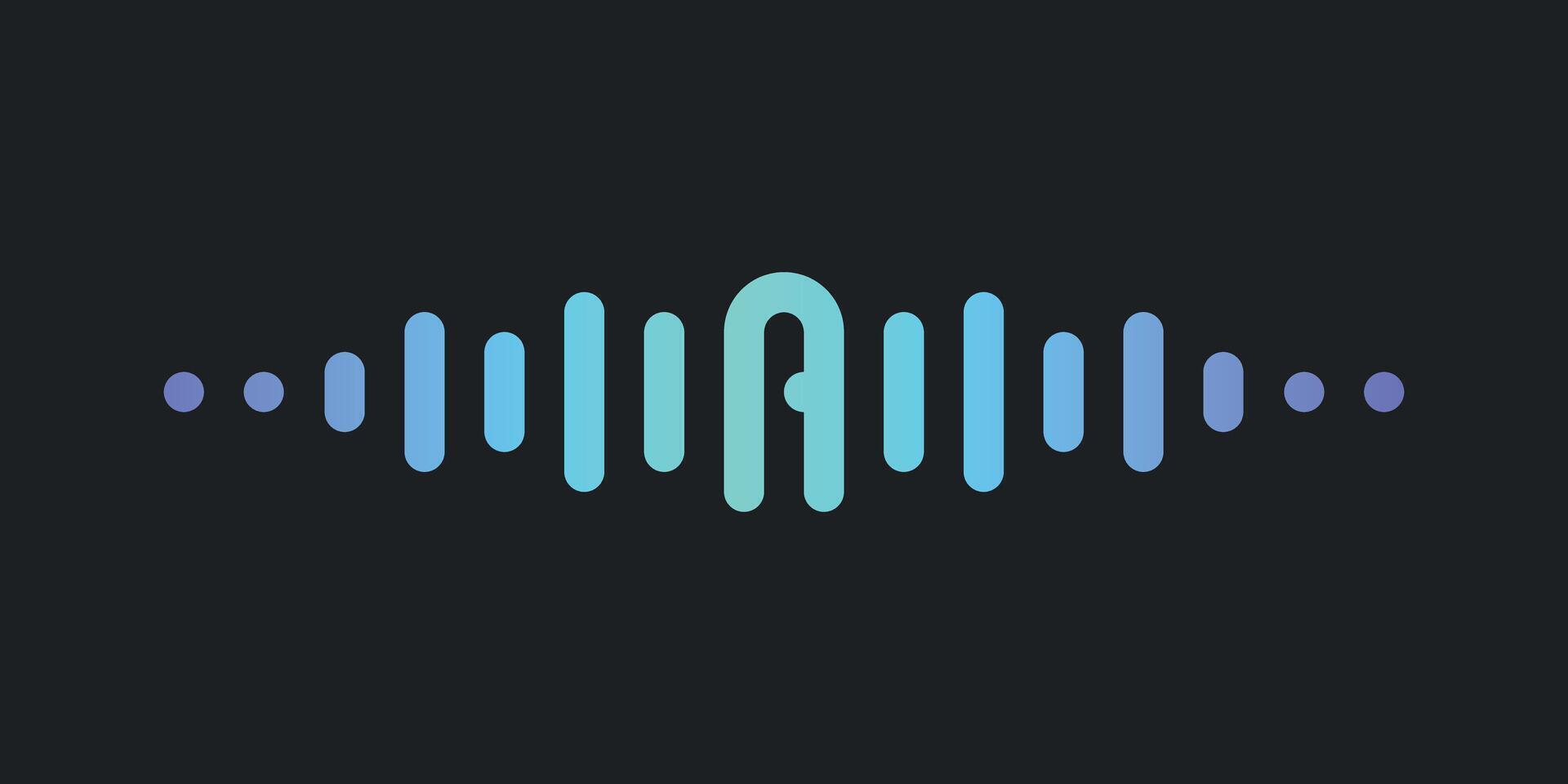 Letter A with pulse music player element. Audio wave logo design. Premium vector