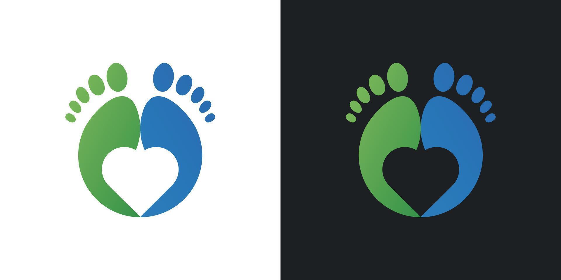 Creative foot care logo design with love element. Premium vector