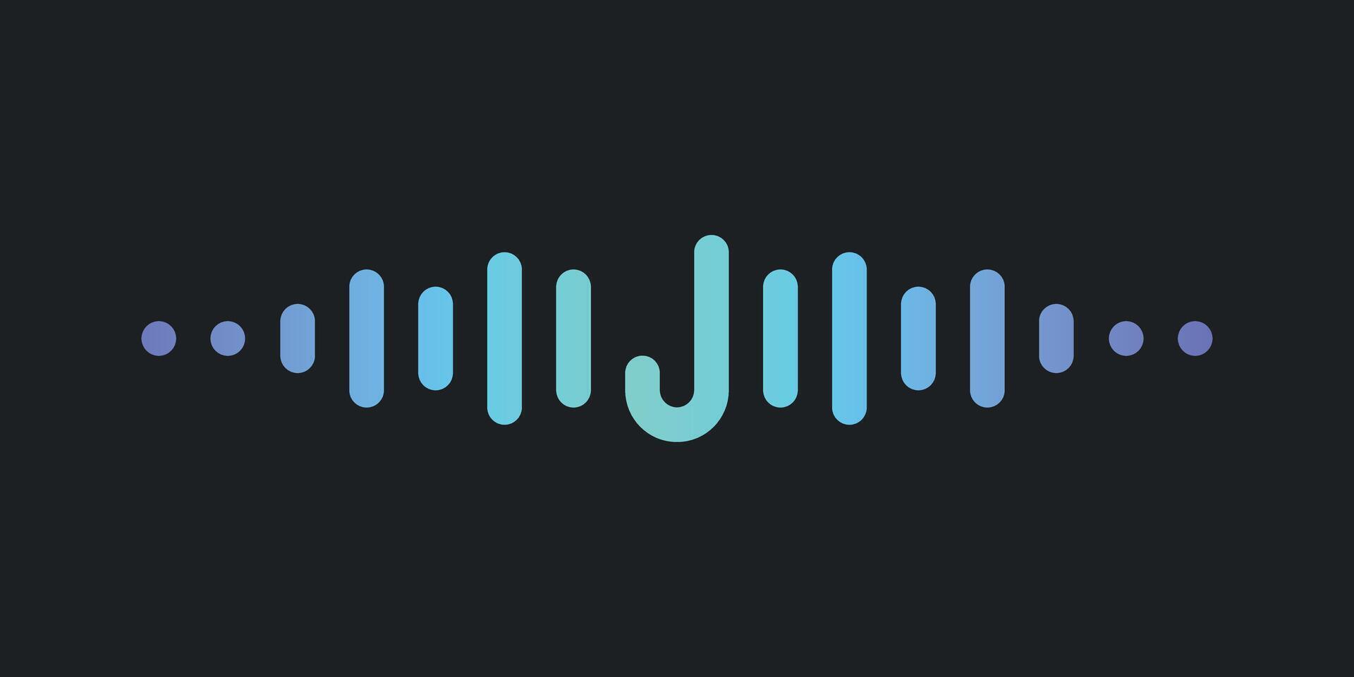 Letter J with pulse music player element. Audio wave logo design. Premium vector