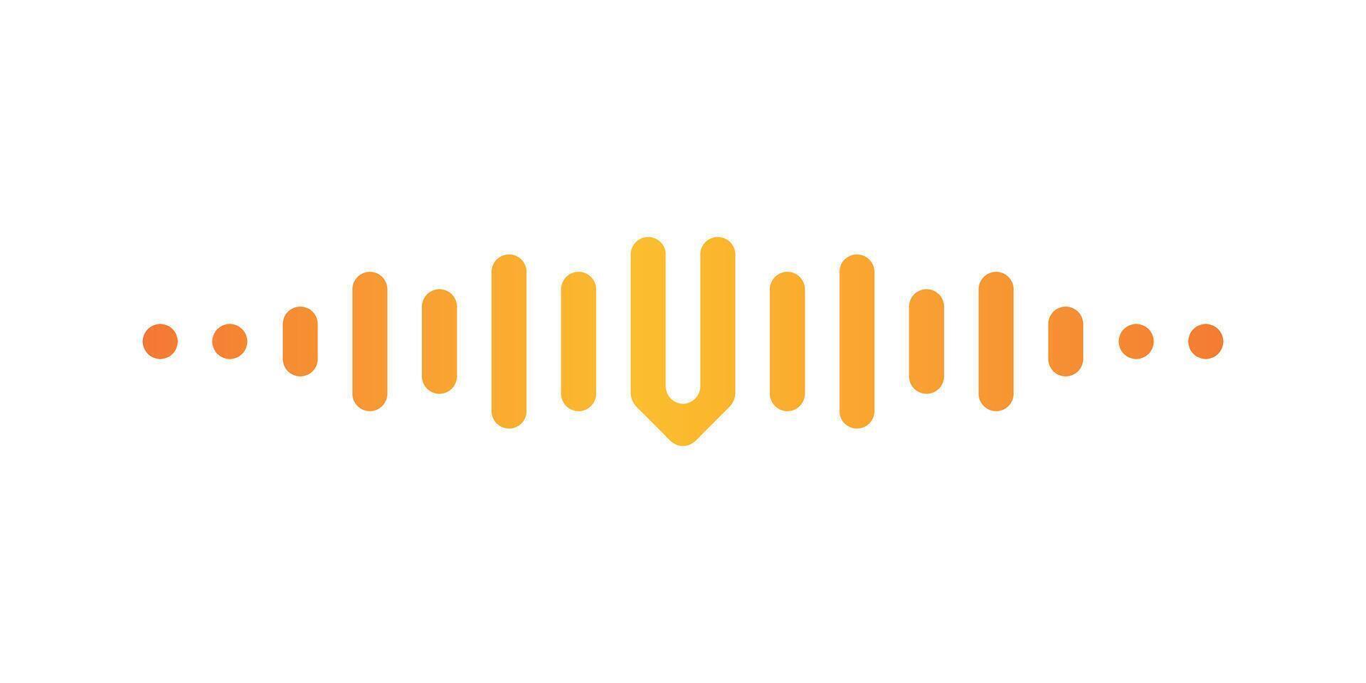 Letter V with pulse music player element. Audio wave logo design. Premium vector