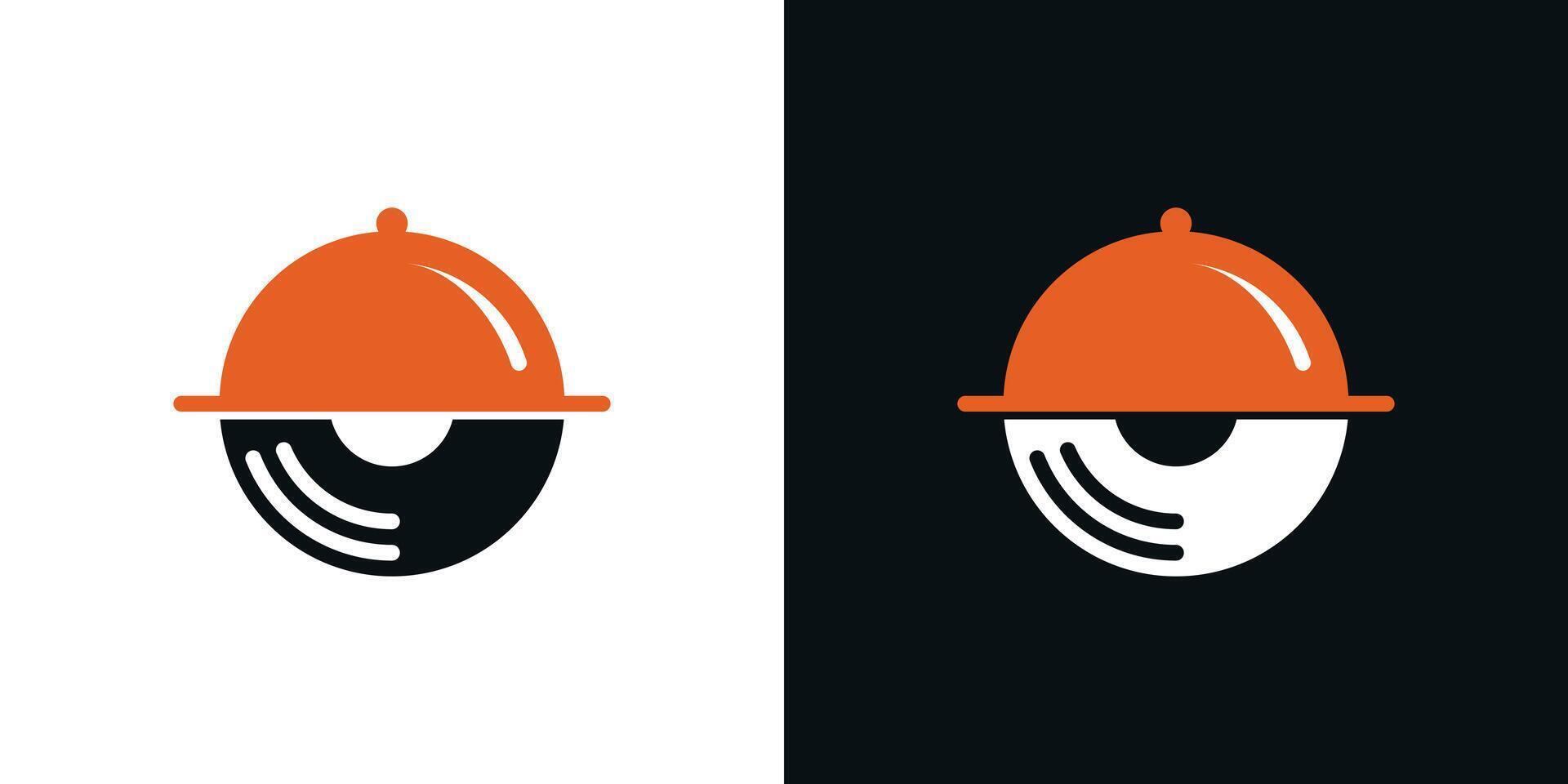 Music restaurant logo design inspiration with vinyl records. Premium vector