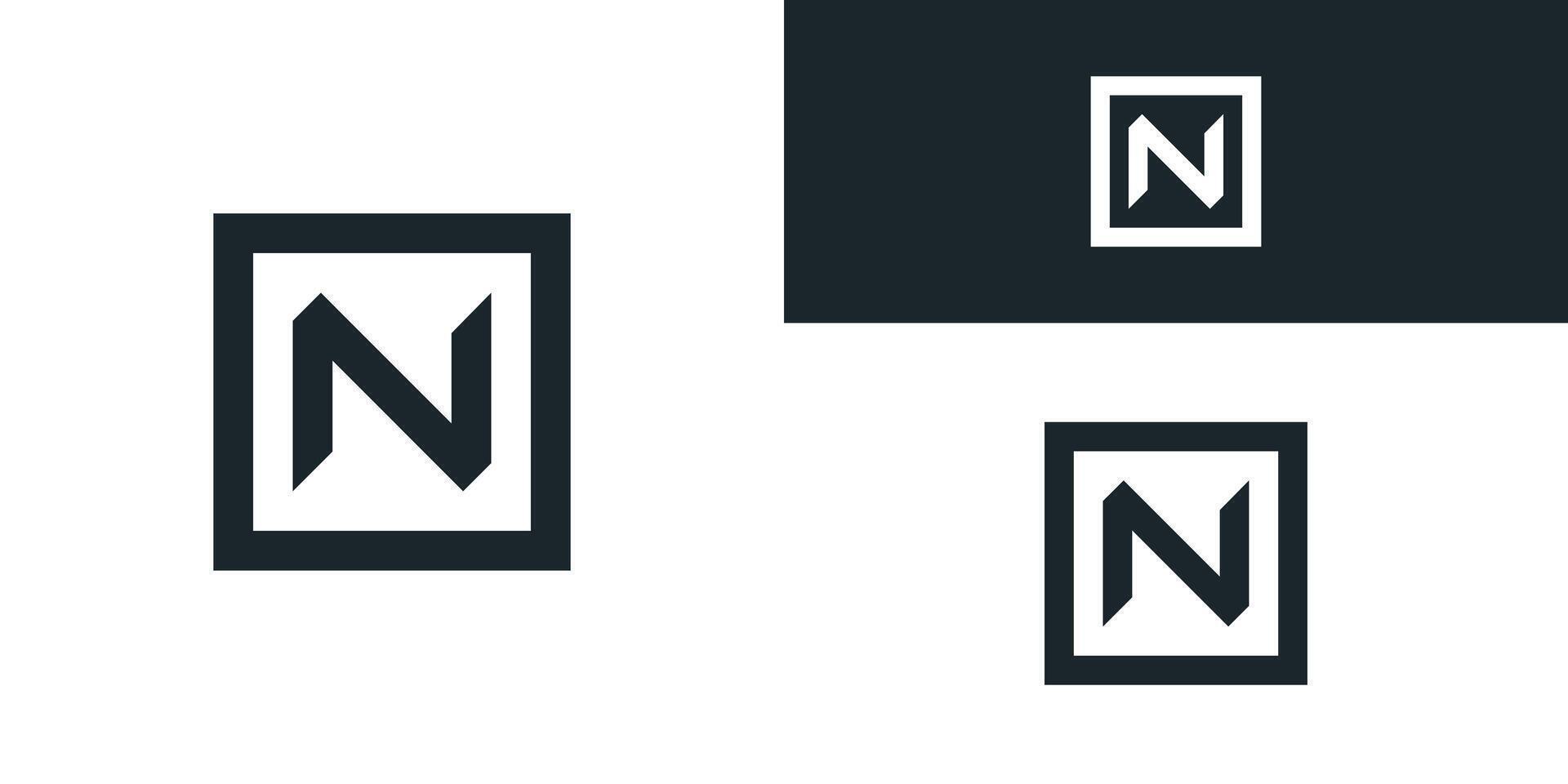 Square shape style letter N logo design. Premium vector