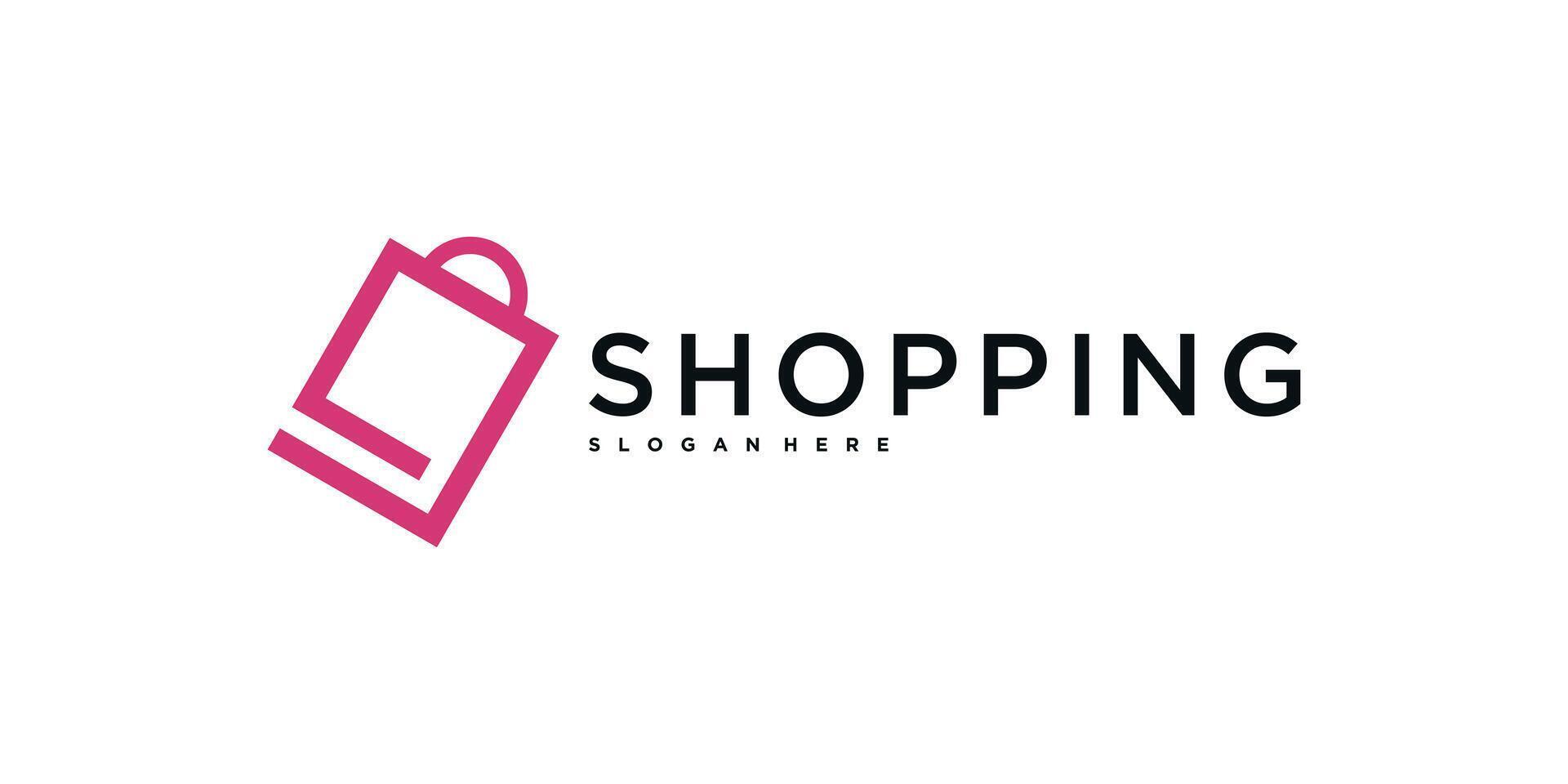 Creative shopping bag concept logo design. Premium vector