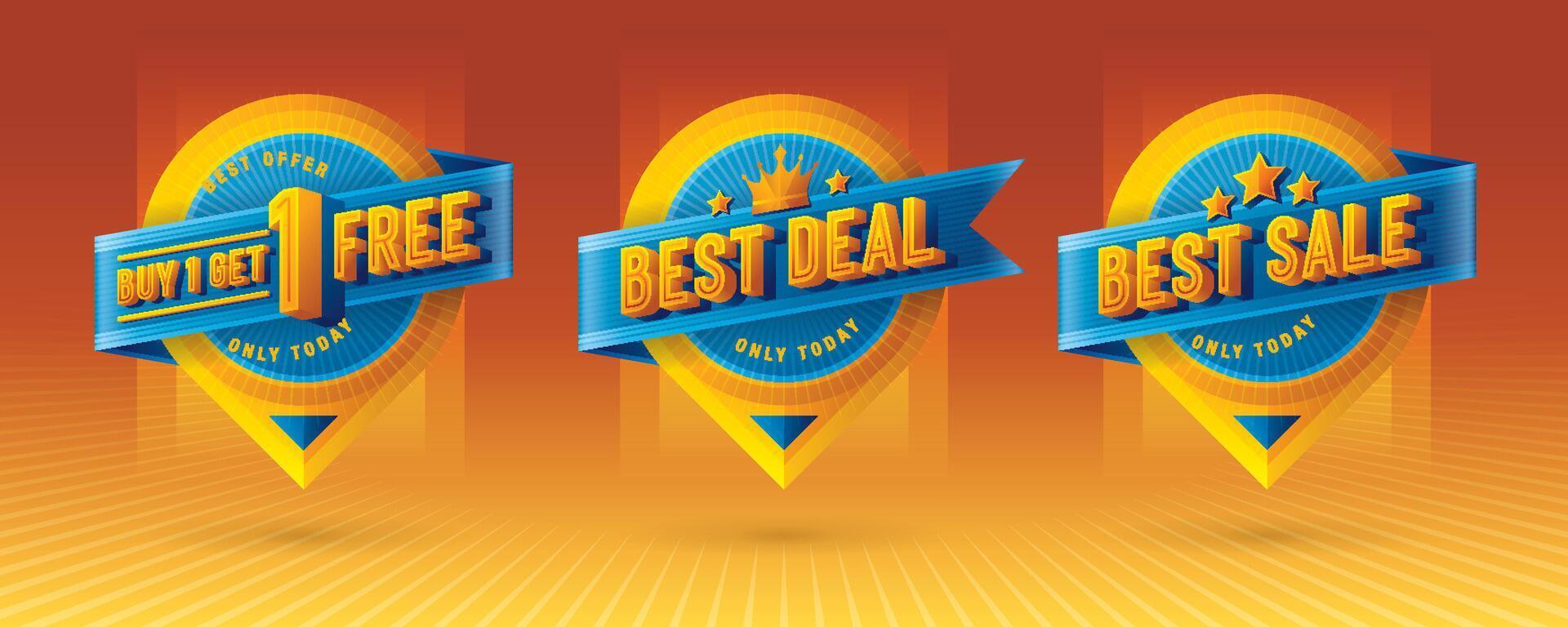 Buy 1 get 1 free, Best Sale, Best Deal tag and discount label sign, Abstract Blue Map pin offer Sale Discount labels design vector