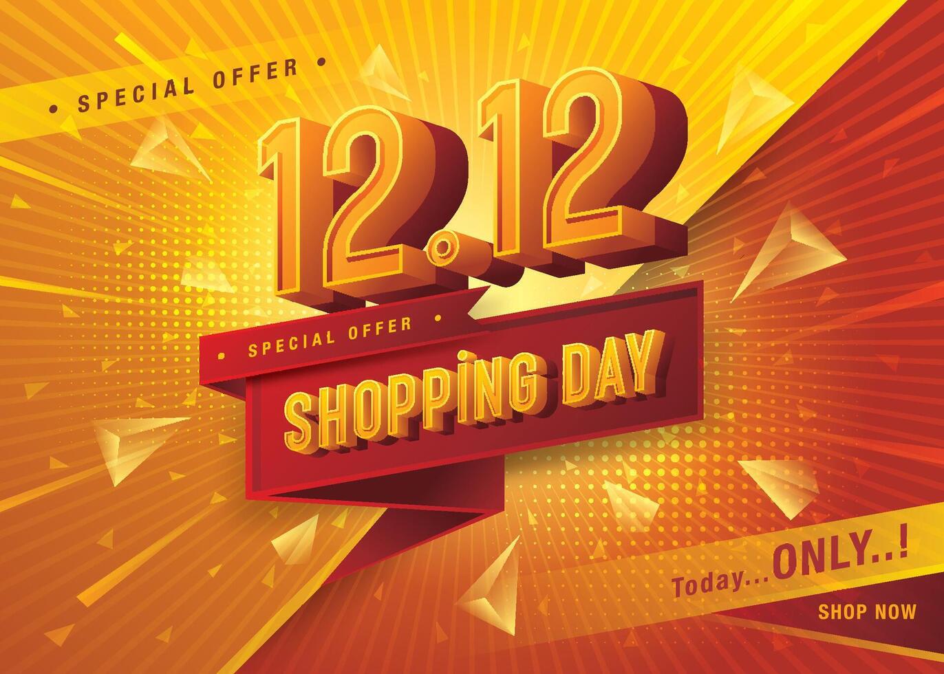 12.12 Shopping Day Sale Banner Template design special offer discount, Shopping banner Condensed Font, Abstract Triangle Splash vector