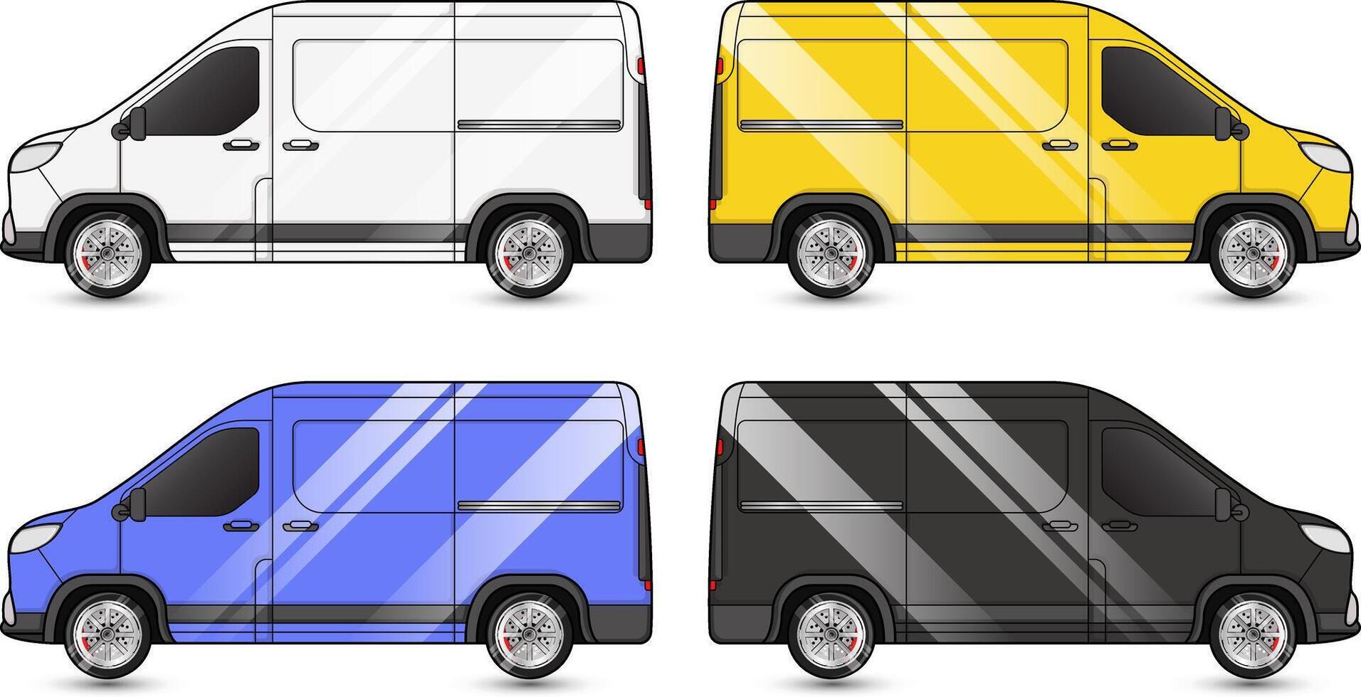 Illustration of a delivery car with 4 color vector