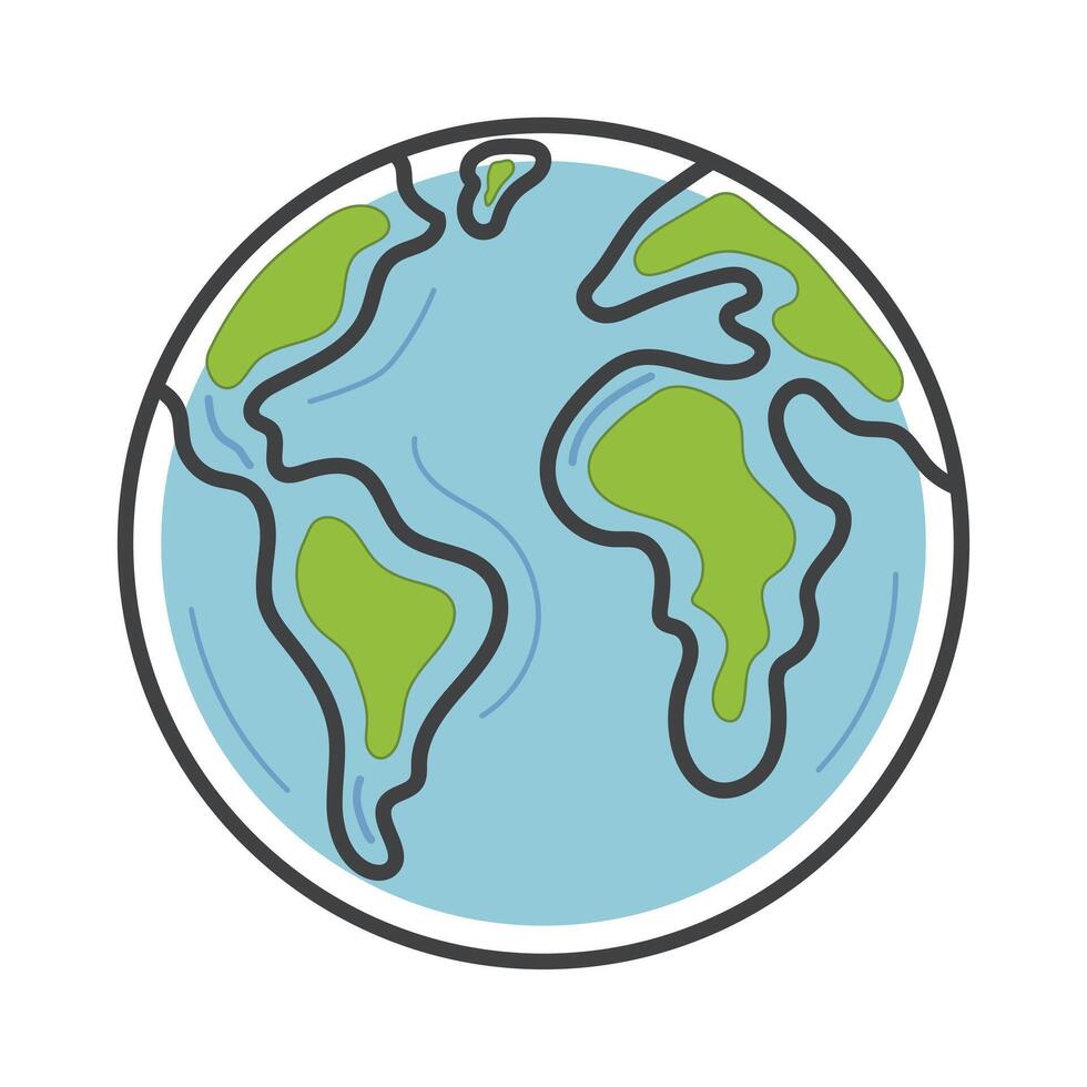 planet earth drawing with colour vector