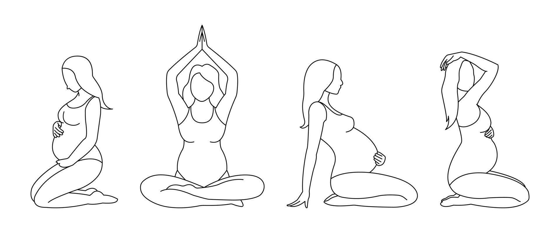 pose for pregnant women outline vector