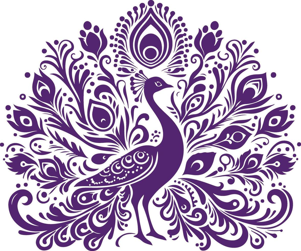 A Bringal Peacock Silhouette in Black High Resolution Graphic vector