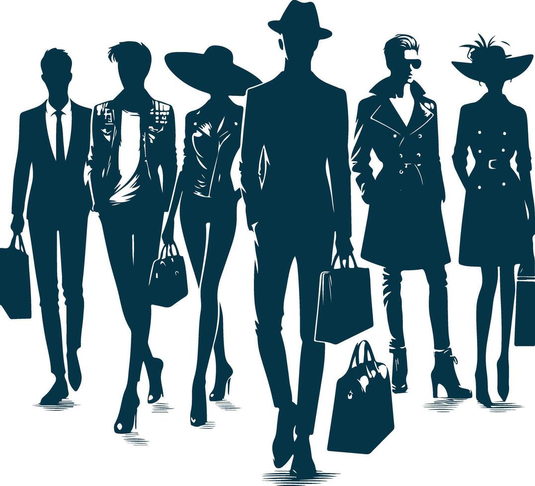 Blue Silhouettes Capturing Stylish Poses business man vector