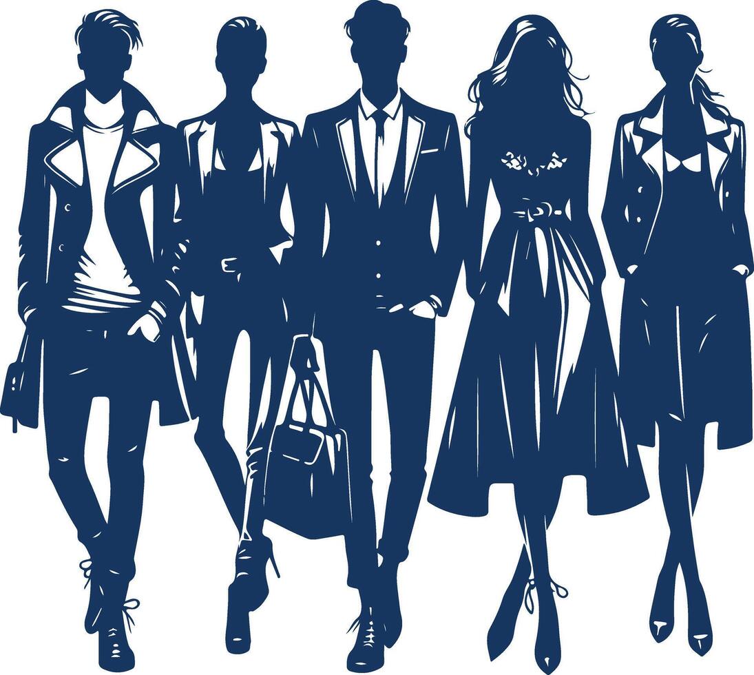 A Collection of Chic Outlines in Blue vector