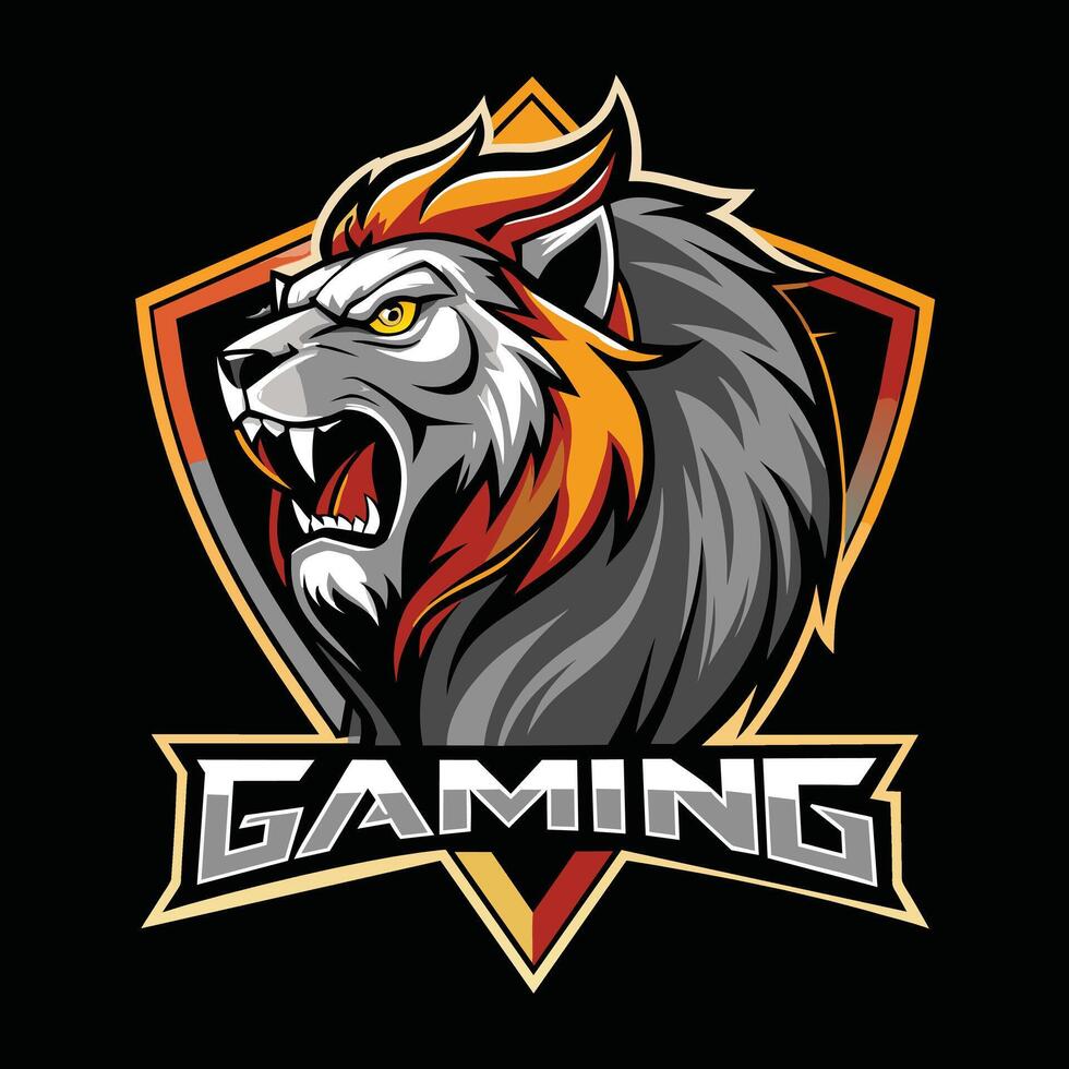 Lion Roaring Gaming Logo vector