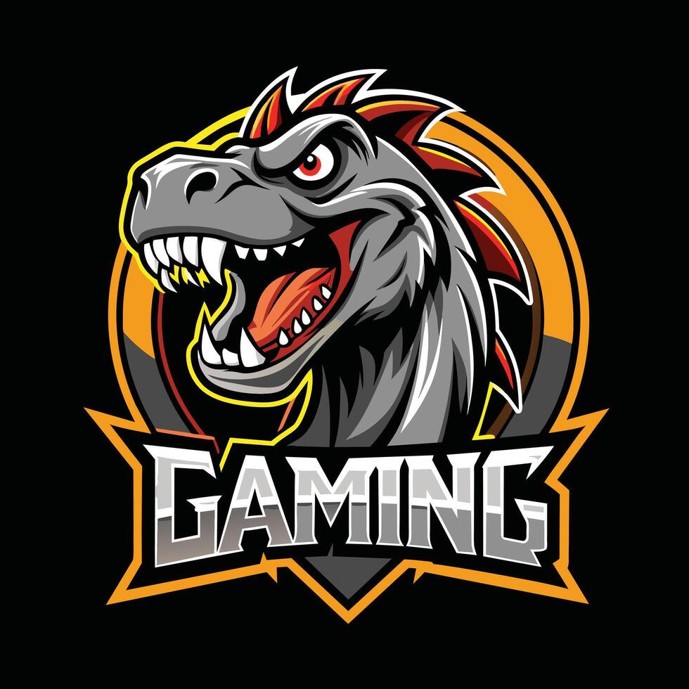 Dinosaur Roaring Gaming Logo vector