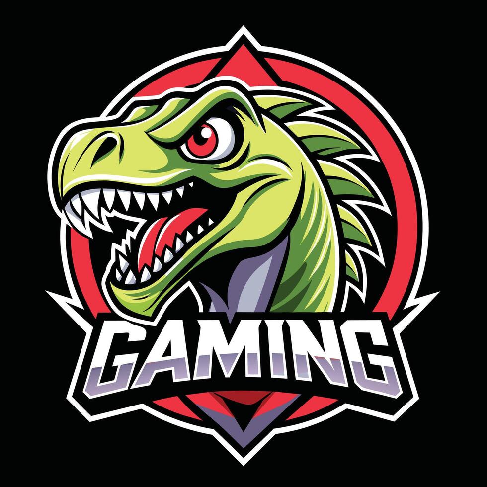 Dinosaur Roaring Gaming Logo vector
