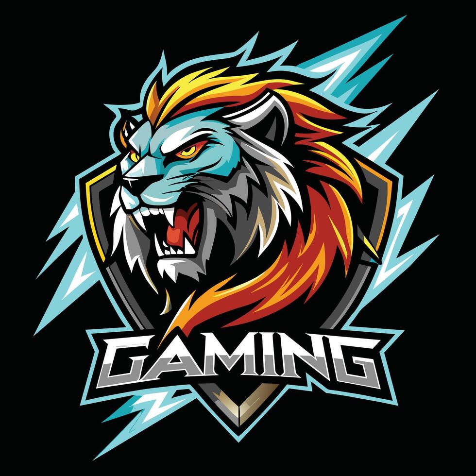 Lion Roaring Gaming Logo vector