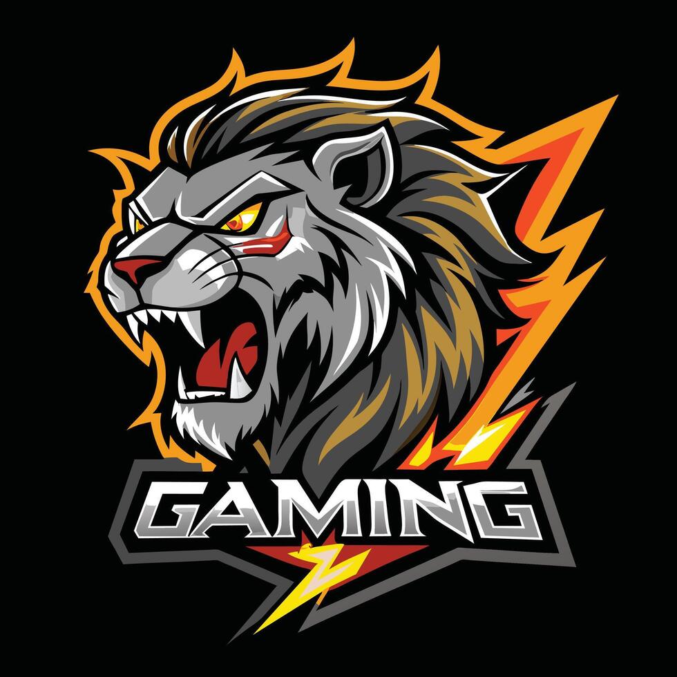 Lion Roaring Gaming Logo vector