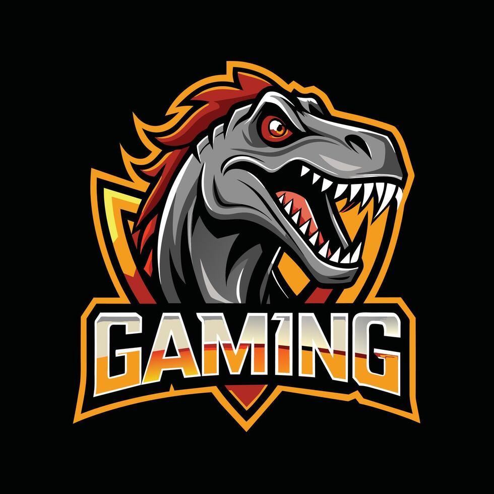 Dinosaur Roaring Gaming Logo vector