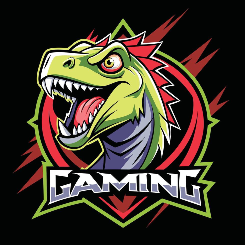 Dinosaur Roaring Gaming Logo vector