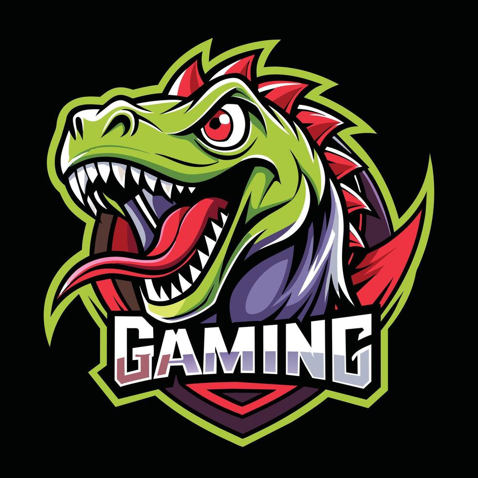 Dinosaur Roaring Gaming Logo vector