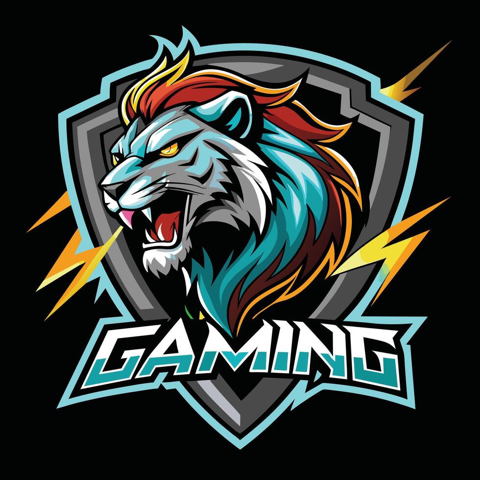 Lion Roaring Gaming Logo vector