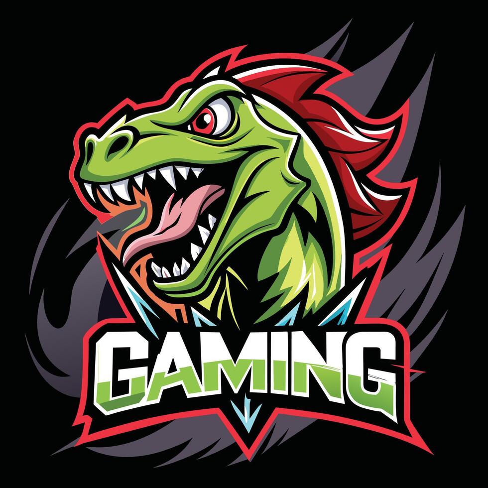Dinosaur Roaring Gaming Logo vector