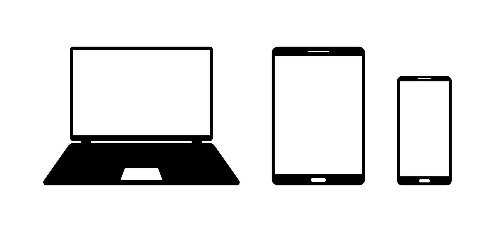 Laptop Tablet Phone Flat Technology Devices Icon Set vector