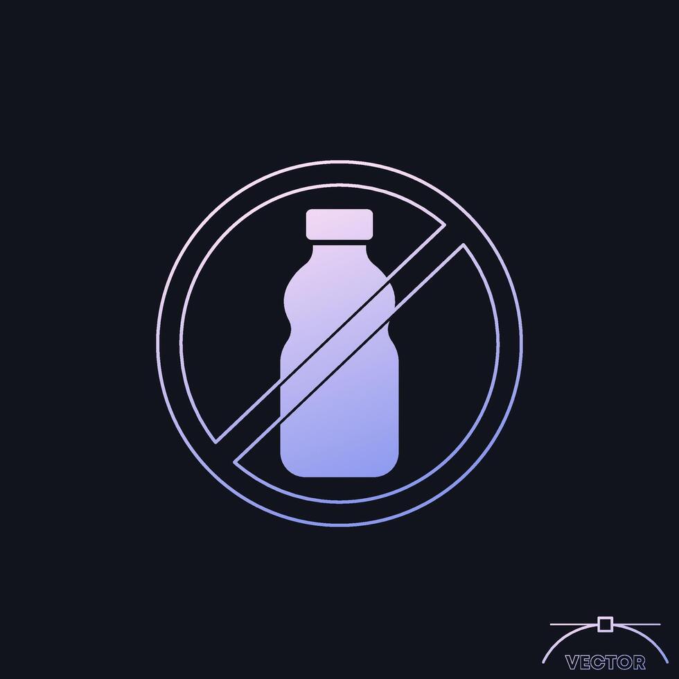 no plastic bottles icon with a gradient vector