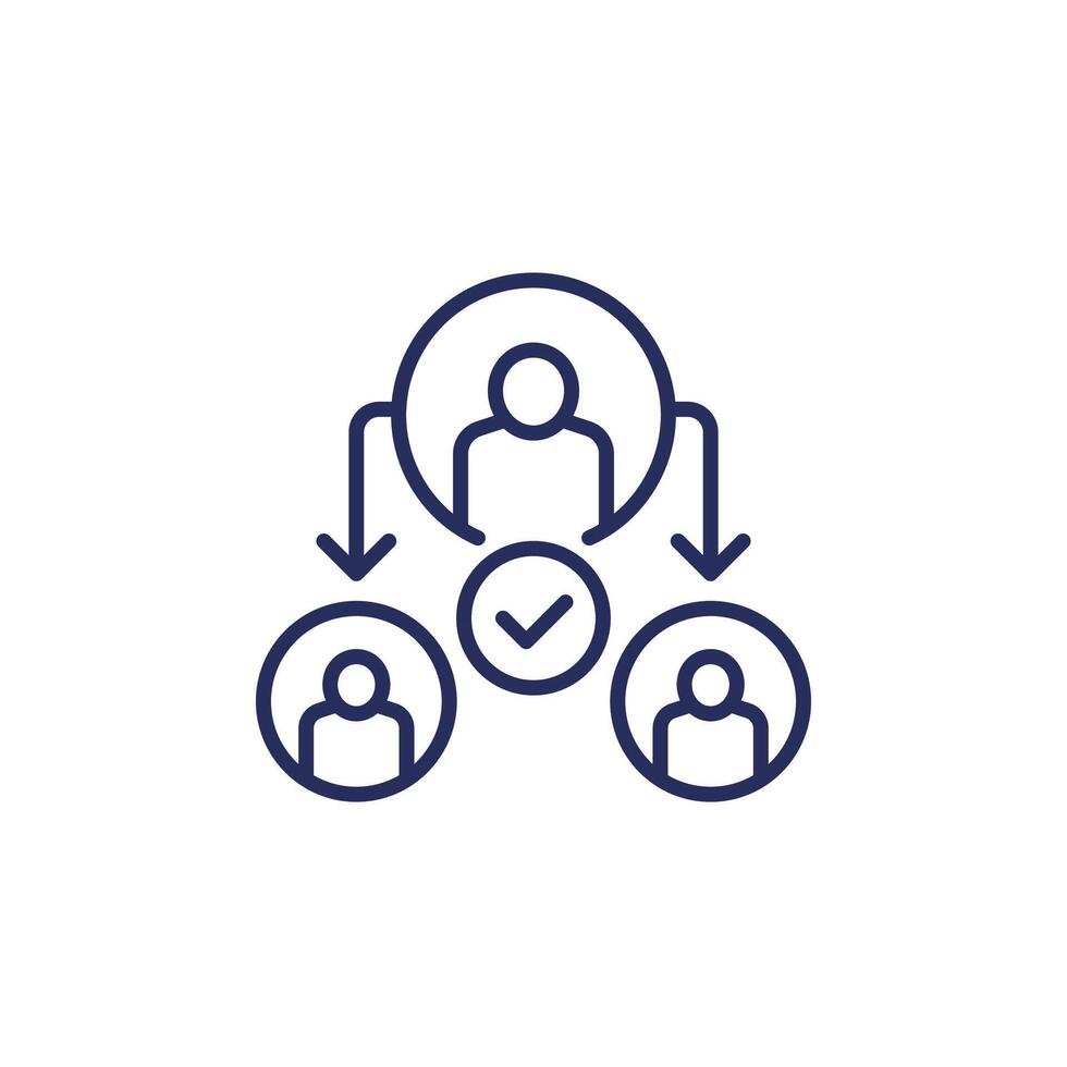 delegate or assign line icon on white vector