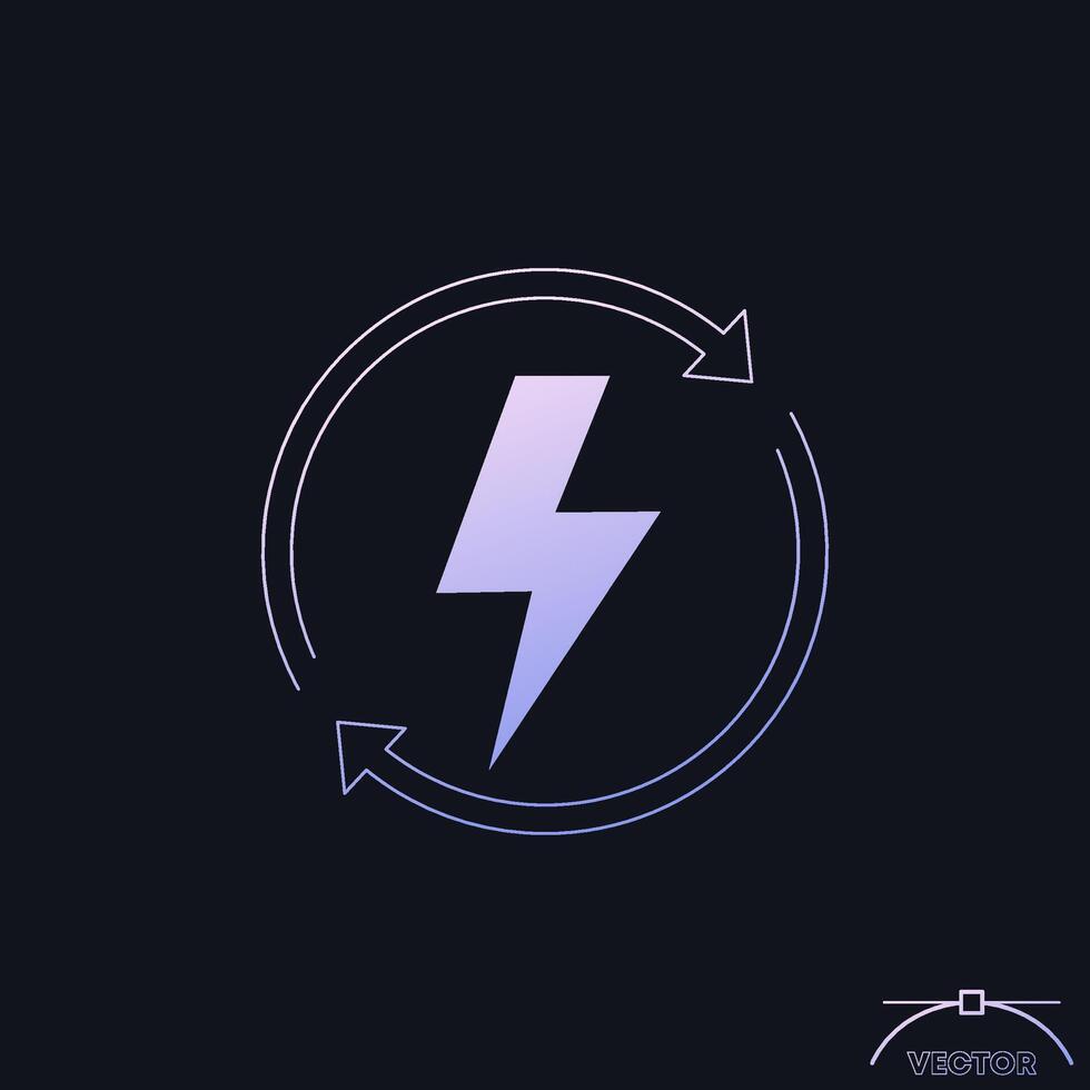 recharging power icon with gradient vector