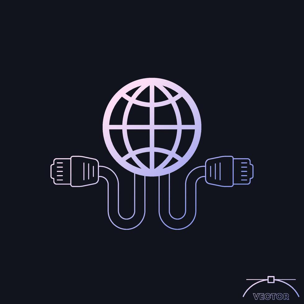 ethernet cable and network icon vector