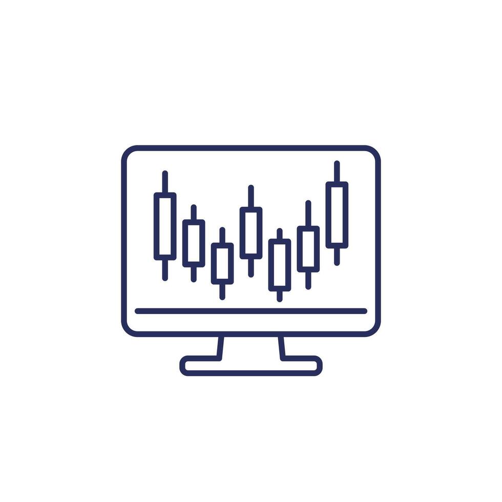 trading, candlestick chart line icon vector