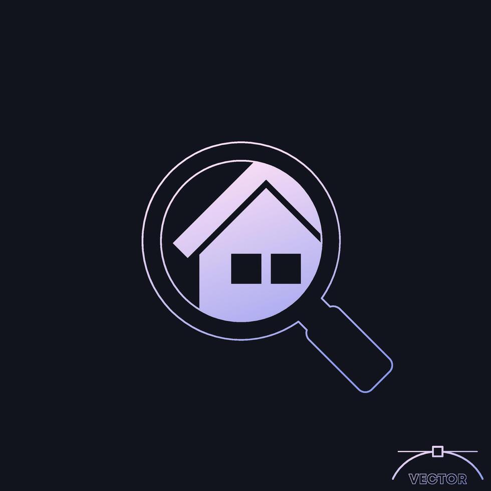 house or apartment search icon with a gradient vector