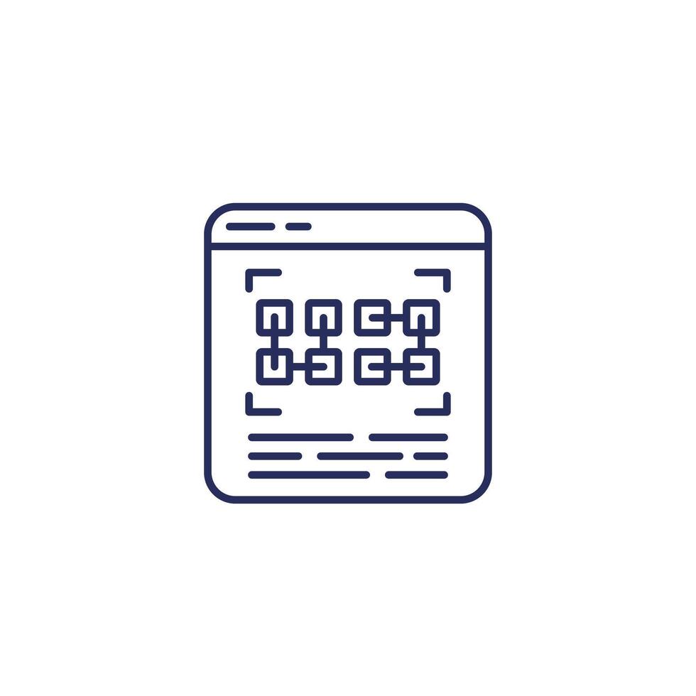 pattern recognition software line icon on white vector