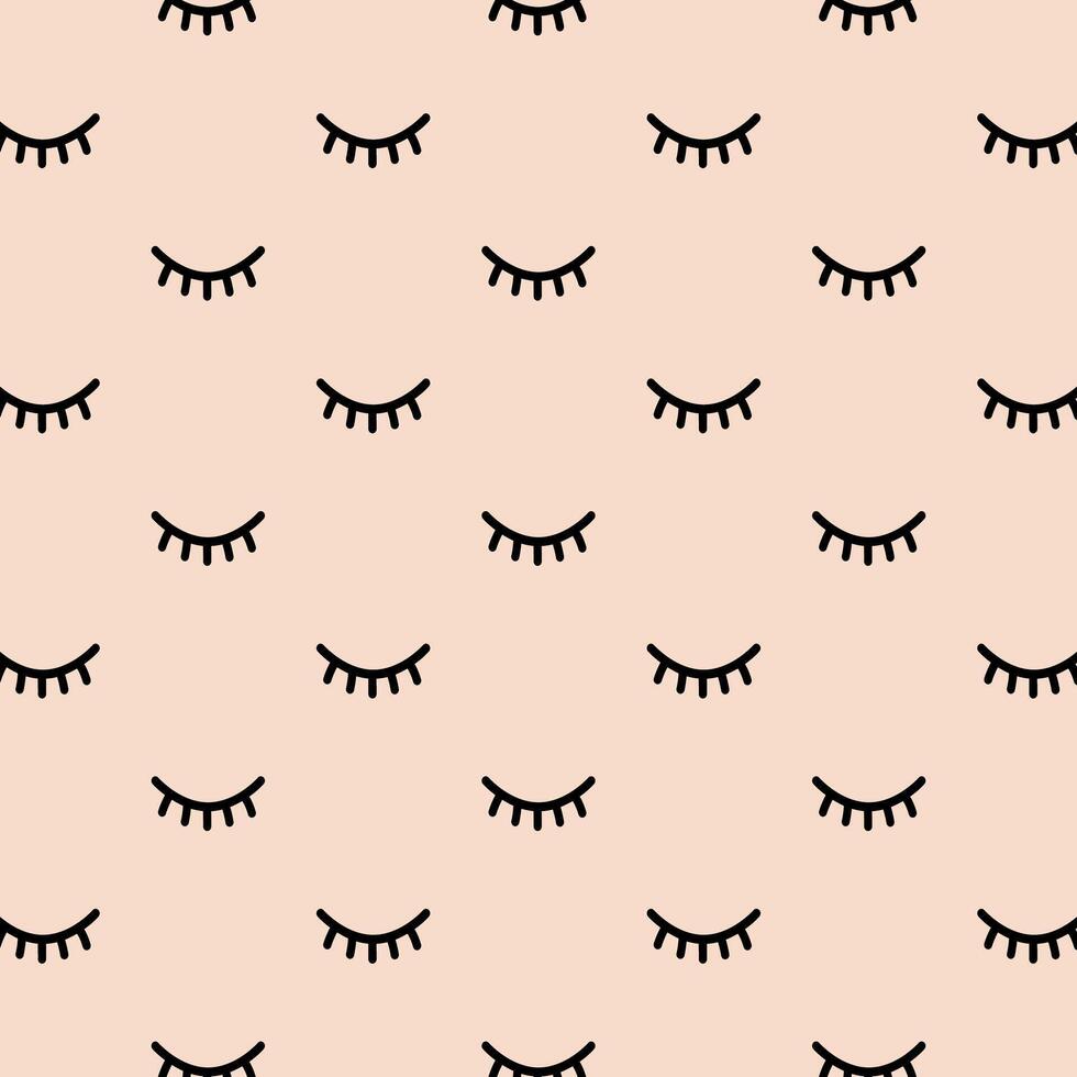 Cartoon Close Eyelashes Pattern Background vector