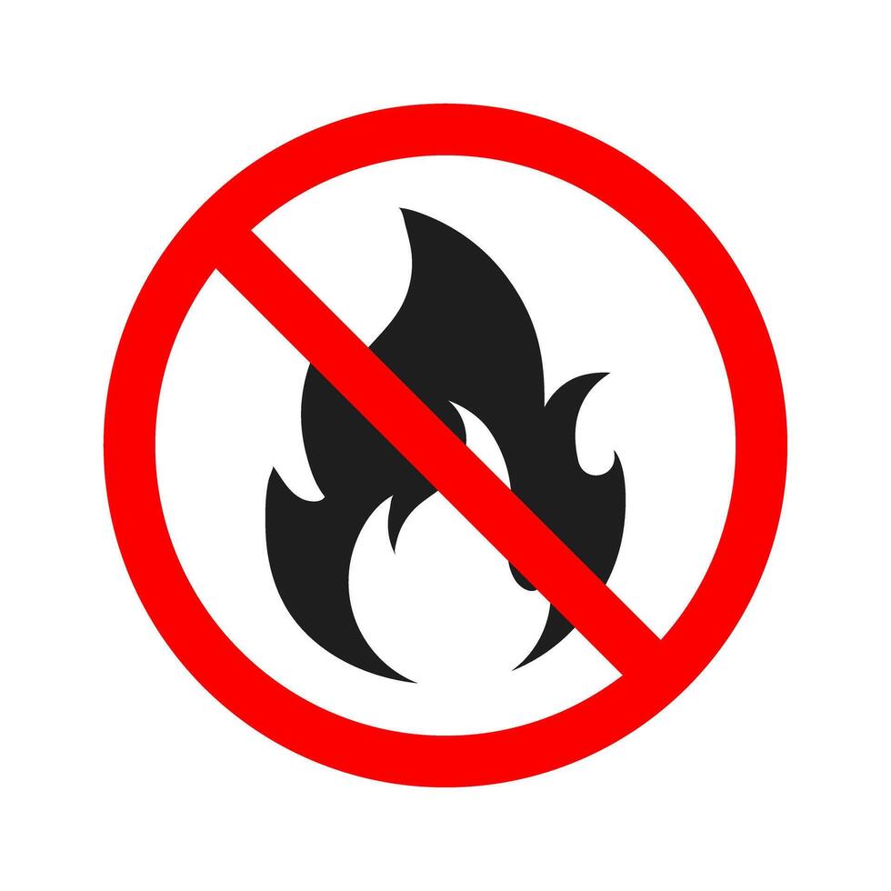 Prohibited Fire Flame Flat Sign Symbol vector