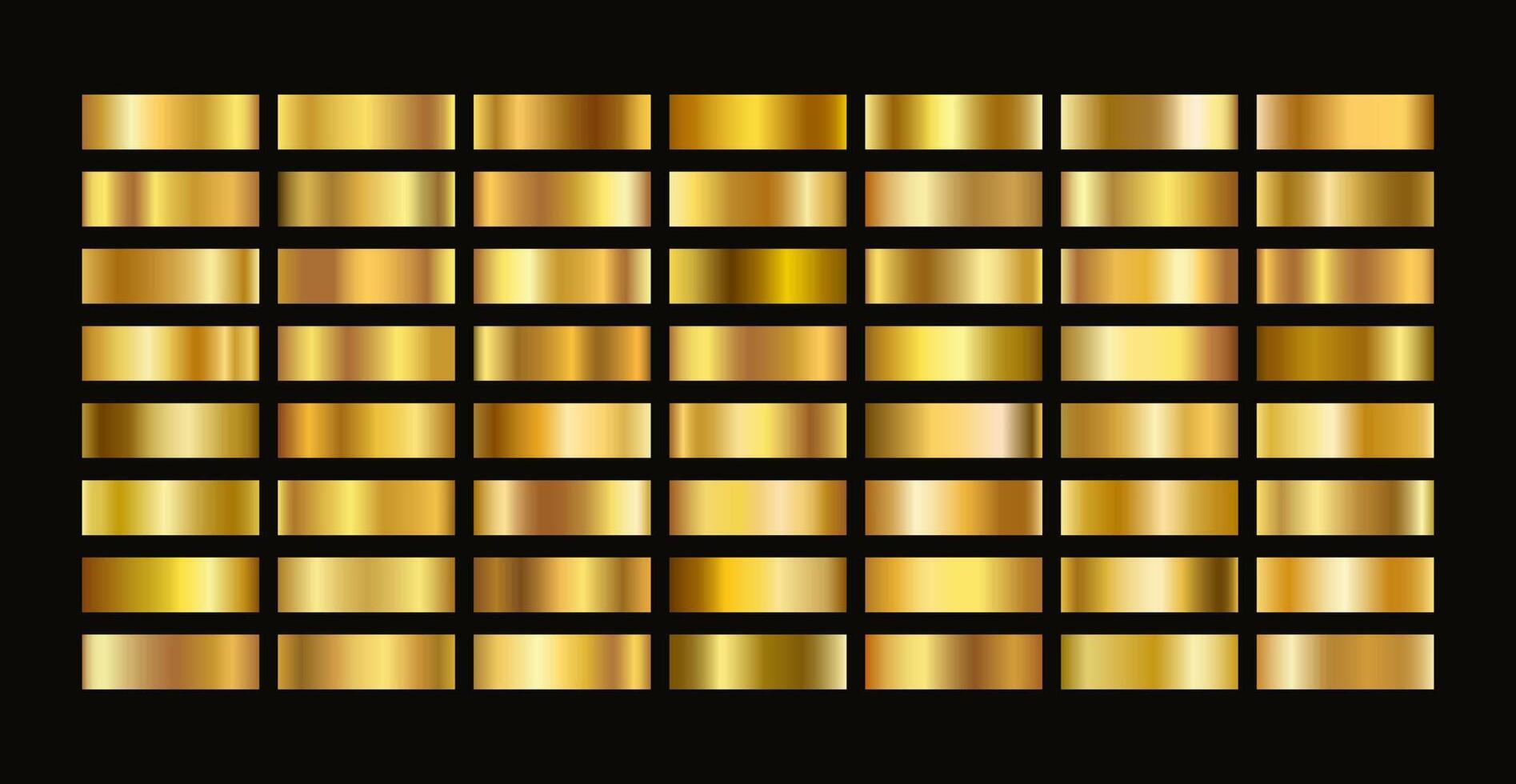 Golden Color Shiny Gradient Swatch Set vector