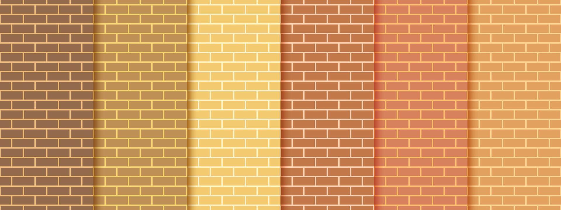 Colorful Brick Wall Seamless Pattern Background Set vector