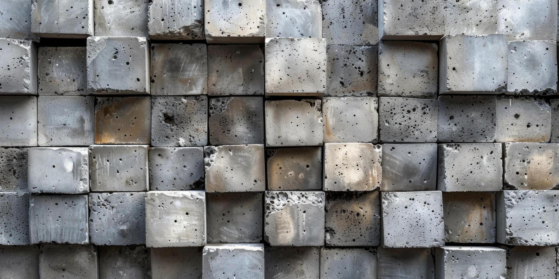 Abstract Concrete Block Wall Pattern In Grey Hues photo