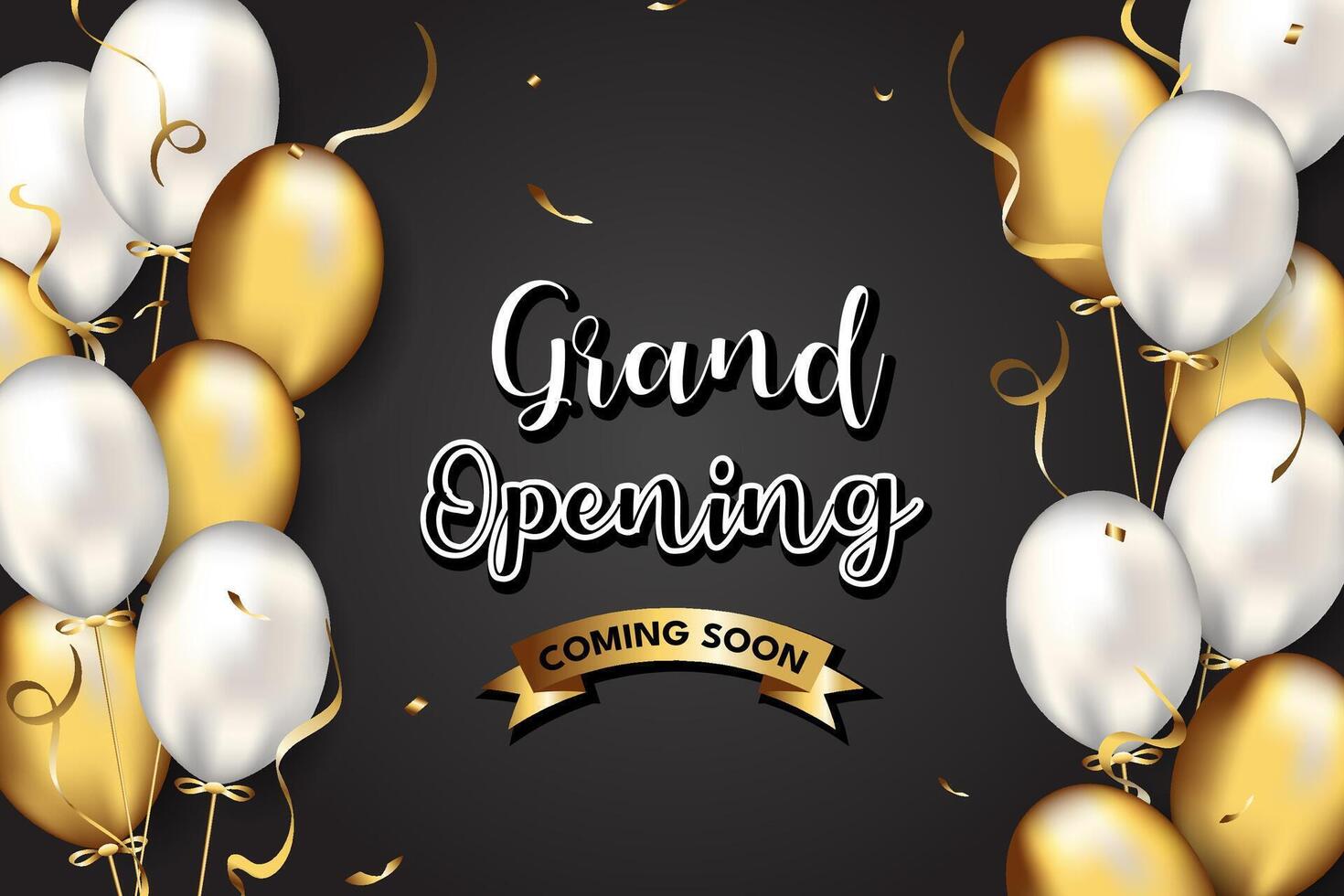 grand opening card with gold balloon image vector