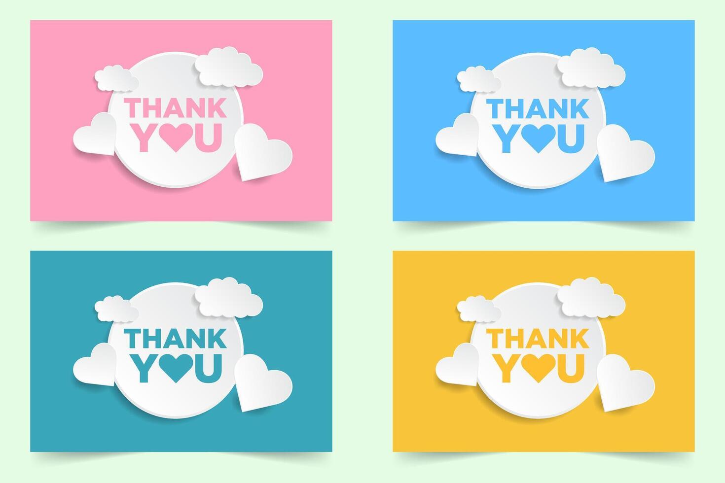 Thank you card with heart shape and sky banner for business, marketing, flyers, banners, presentations, and posters. vector