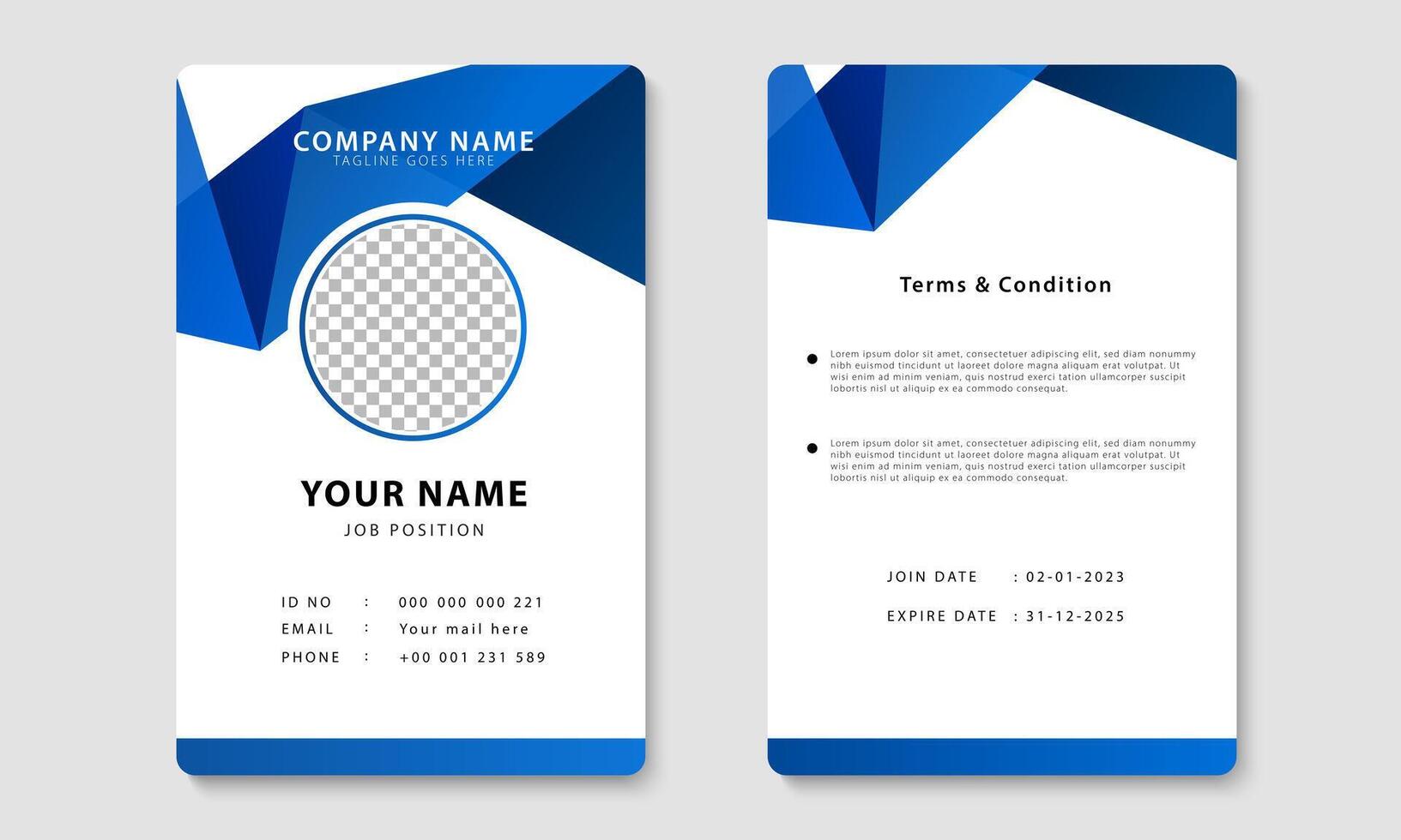 Corporate identity card design template. Office ID card layout design vector