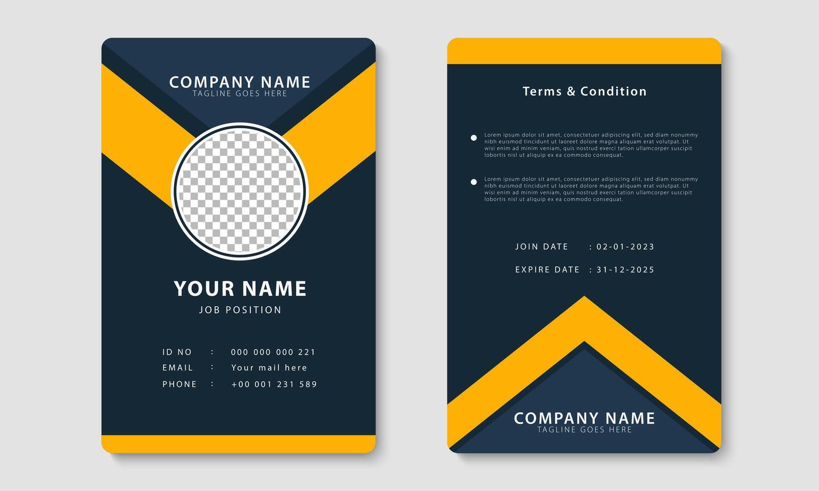 Professional id card layout design. Office ID card template vector