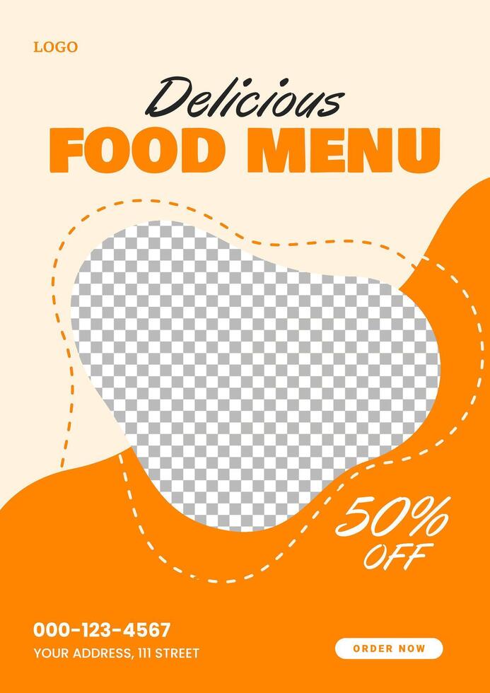 Food menu flyer template. Food promotion poster design vector