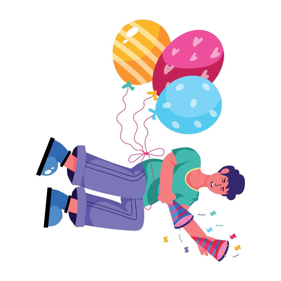 A flat character illustration of birthday photo vector