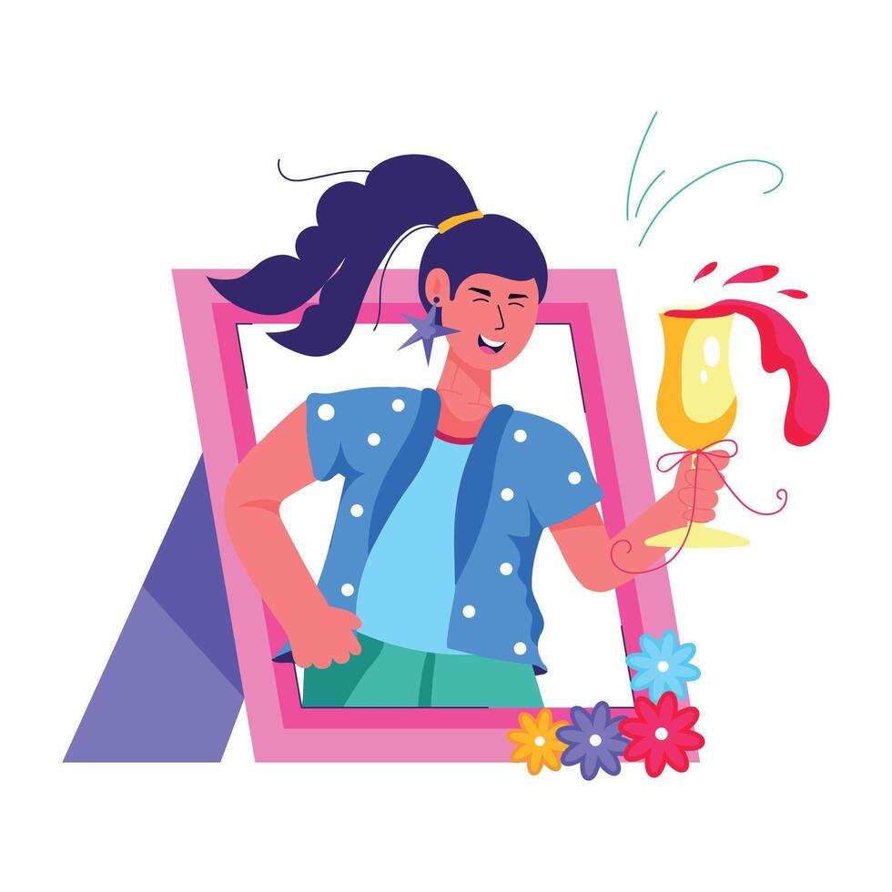 Flat style illustration of birthday greeting vector