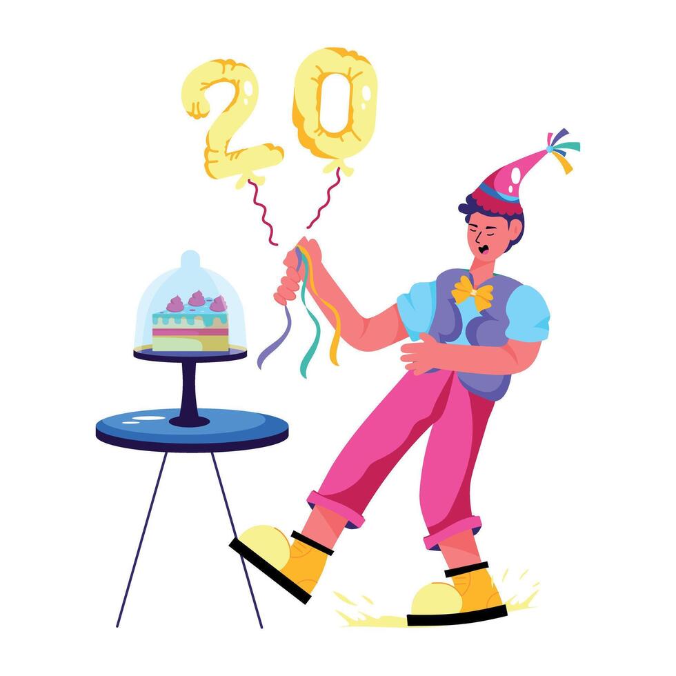 Flat style illustration of birthday greeting vector