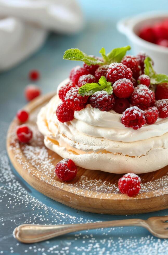 Meringue Dessert With Red Currants photo