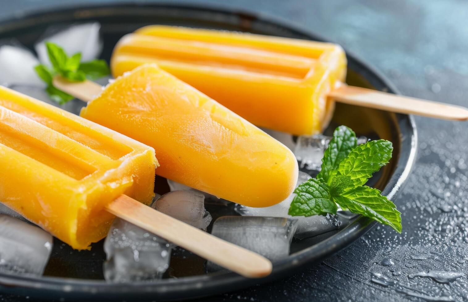 Passionfruit Ice Pops With Mint Garnish photo