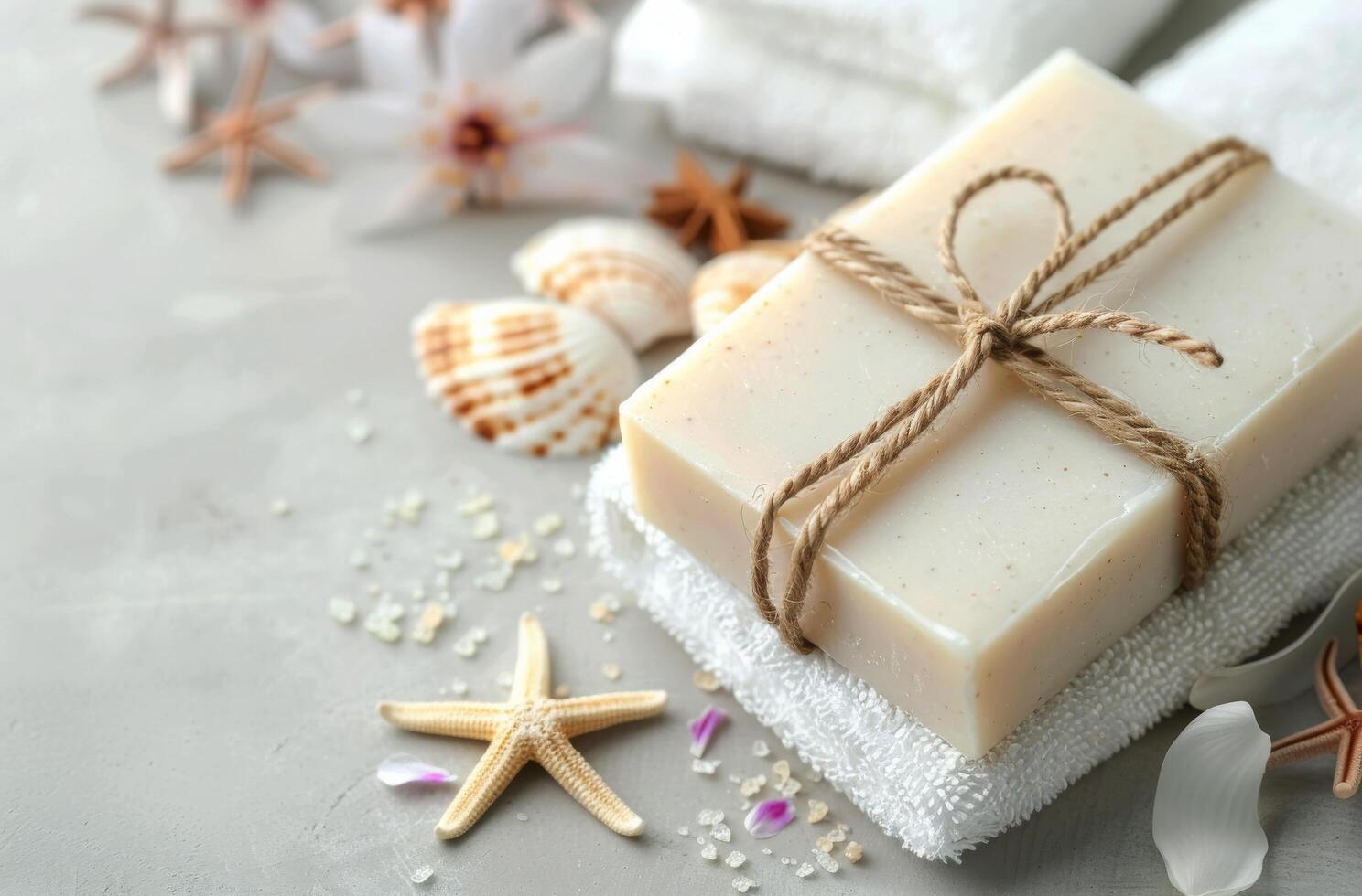 Spa Relaxation With Seashells and Towels photo